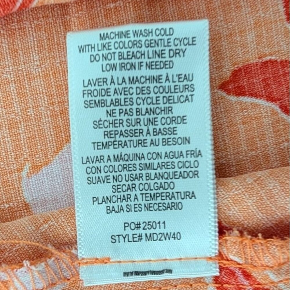 Bobeau Floral Maxi Wrap Dress Womens Size XL Orange Dolman Sleeve Tropical - Picture 7 of 13